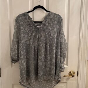 Gray Floral Blouse